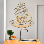 Drevený obraz na stenu - Hrnček s kvetmi