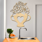 Drevený obraz na stenu - Hrnček s kvetmi