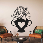 Drevený obraz na stenu - Hrnček s kvetmi