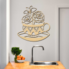 Drevený obraz na stenu - Hrnček s kvetmi