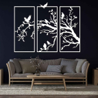 Trojdielny obraz na stenu - Strom s vtákmi