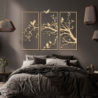 Trojdielny obraz na stenu - Strom s vtákmi