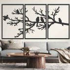 Trojdielny obraz na stenu - Vtáky na konári