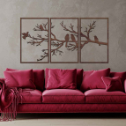 Trojdielny obraz na stenu - Vtáky na konári