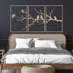 Trojdielny obraz na stenu - Vtáky na konári