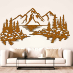 Drevený obraz - Hory nad jazerom