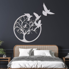 Drevený obraz – Strom života s vtákmi