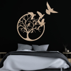 Drevený obraz – Strom života s vtákmi