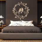 Drevený obraz – Vtáčiky v kruhu z konárikov