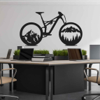 Drevený obraz na stenu – Bicykel s horami