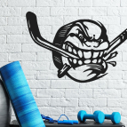 Drevený obraz na stenu – Puk s hokejkou