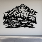 Drevený obraz na stenu – Horská dedina pod štítmi