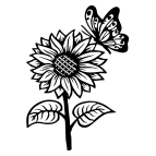 Drevený obraz – Slnečnica s motýľom