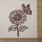 Drevený obraz – Slnečnica s motýľom