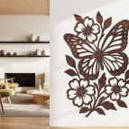 Drevený obraz na stenu – Kvety s motýľom