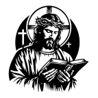 Drevený obraz na stenu – Ježiš Kristus s knihou