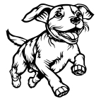 Drevený obraz – Bežiaci psík