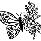 Drevený obraz – Motýľ s kvetmi