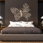 Drevený obraz – Motýľ s kvetmi