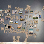 Drevený fotorámik na stenu - Strom so zvieratkami