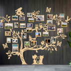 Drevený fotorámik na stenu - Strom so zvieratkami