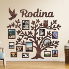 Drevený fotorámik na stenu – Rodinný strom s nápisom