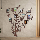 Drevený fotorámik na stenu – Rodinný strom s vtáčikmi