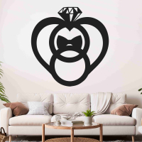 Svadobný obraz na stenu s obrúčkami