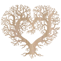 Drevený strom života na stenu - Srdce