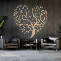 Drevený strom života na stenu - Srdce