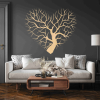 Drevený strom života na stenu - Srdce