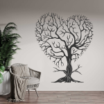 Drevený strom života na stenu - Srdce