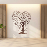 Drevený strom života na stenu - Srdce