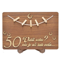 Drevená tabuľka k narodeninám so stojanom - Podkova