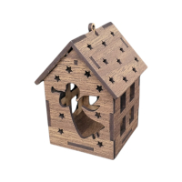 Drevený domček na zavesenie a LED sviečku - Anjelik