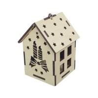 Drevený domček na zavesenie a LED sviečku - Sviečky