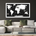 Drevená mapa sveta s rámom – 3D dizajn