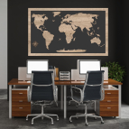 Drevená mapa sveta s rámom – 3D dizajn