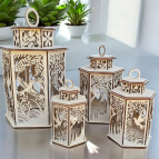 Drevený lampáš - Vtáky