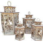 Drevený lampáš - Vtáky