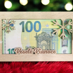 Drevená obálka na peniaze - Veselé Vianoce