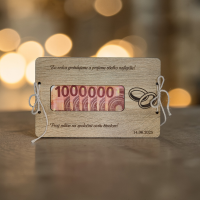 Drevená svadobná obálka na peniaze – farmári