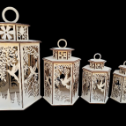 Drevený lampáš - Vtáky