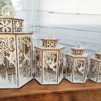 Drevený lampáš - Vtáky