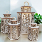 Drevený lampáš - Kvety