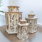 Drevený lampáš - Sova