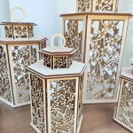 Drevený lampáš - Kvety