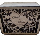 Svadobná truhlica na peniaze - vyrezávaná so srdcom