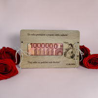 Drevená svadobná obálka na peniaze – motorkársky motív