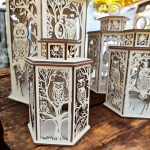 Drevený lampáš - Sova